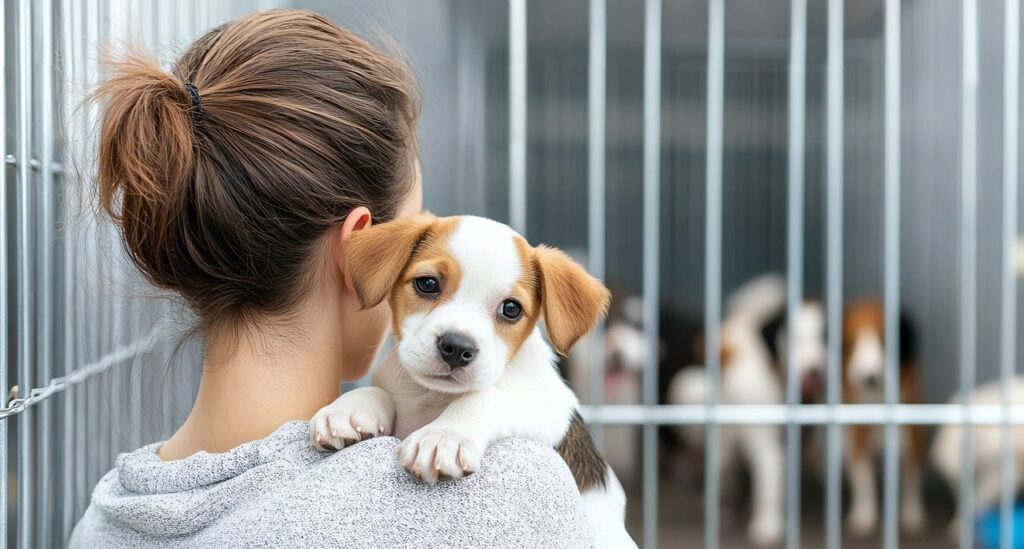 femme adopte un chiot a la spa