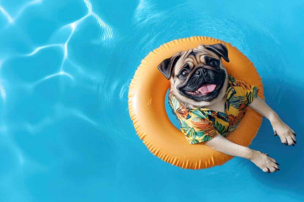 carlin dans une piscine