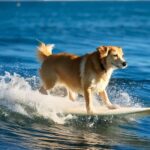 Chien qui surf